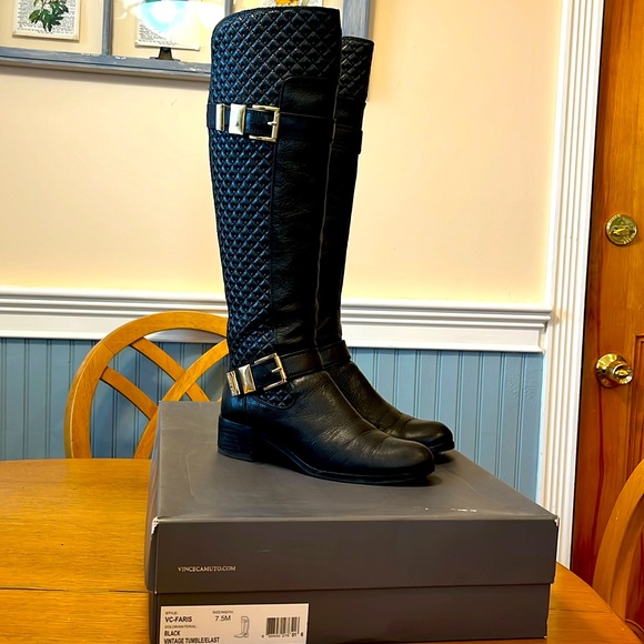 Vince Camuto, leather over the knee boot gold hardware. Size 7.5. - Picture 1 of 3